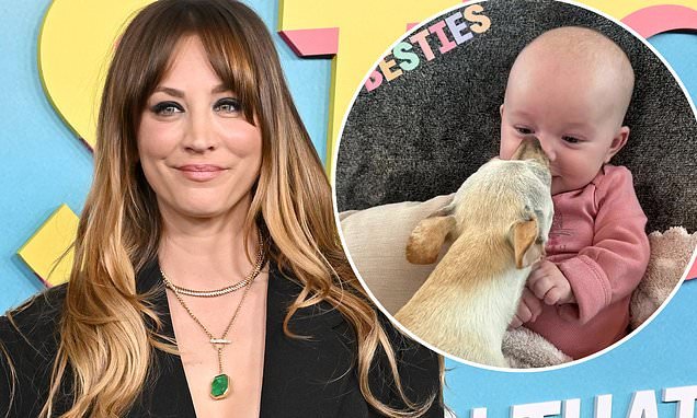 Puppy love! Kaley Cuoco shares sweet snaps of her three-month-old ...